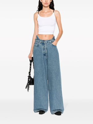 AMBUSH Navy Waist-Belt Wide-Leg Jeans for Women