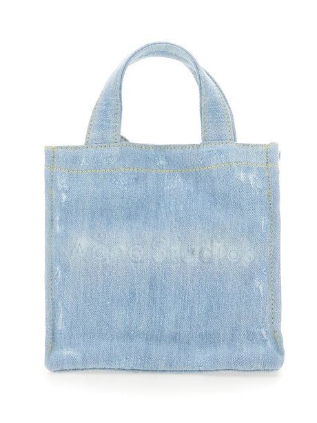 ACNE STUDIOS Mini Denim Shopper Handbag with Logo