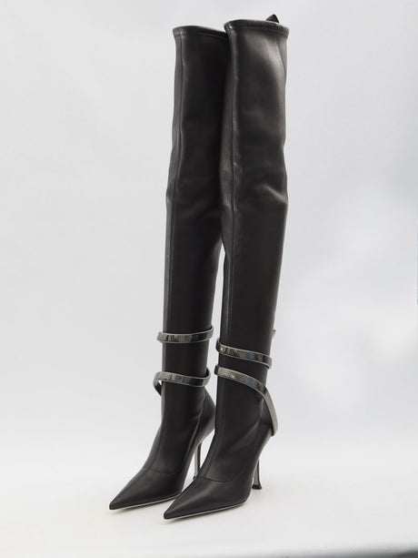 RENE CAOVILLA Juniper Cuissard Boots with Stiletto Heel and Dust Handbag