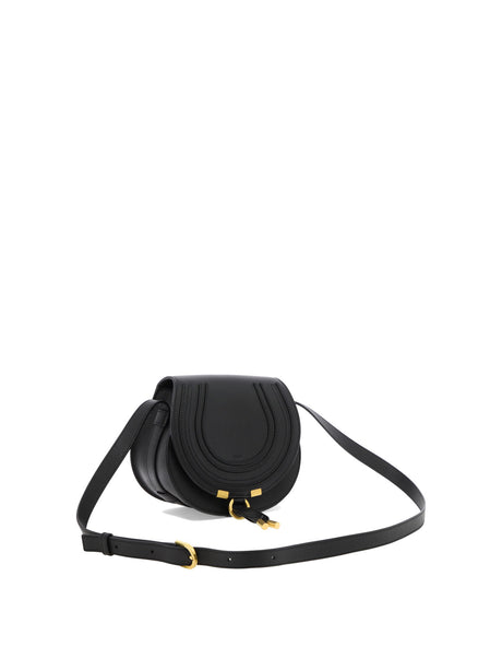 CHLOÉ Women's Small Marcie Black Leather Crossbody Bag SS24