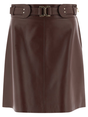 CHLOÉ Luxurious A-Line Leather Skirt for Women in Brown