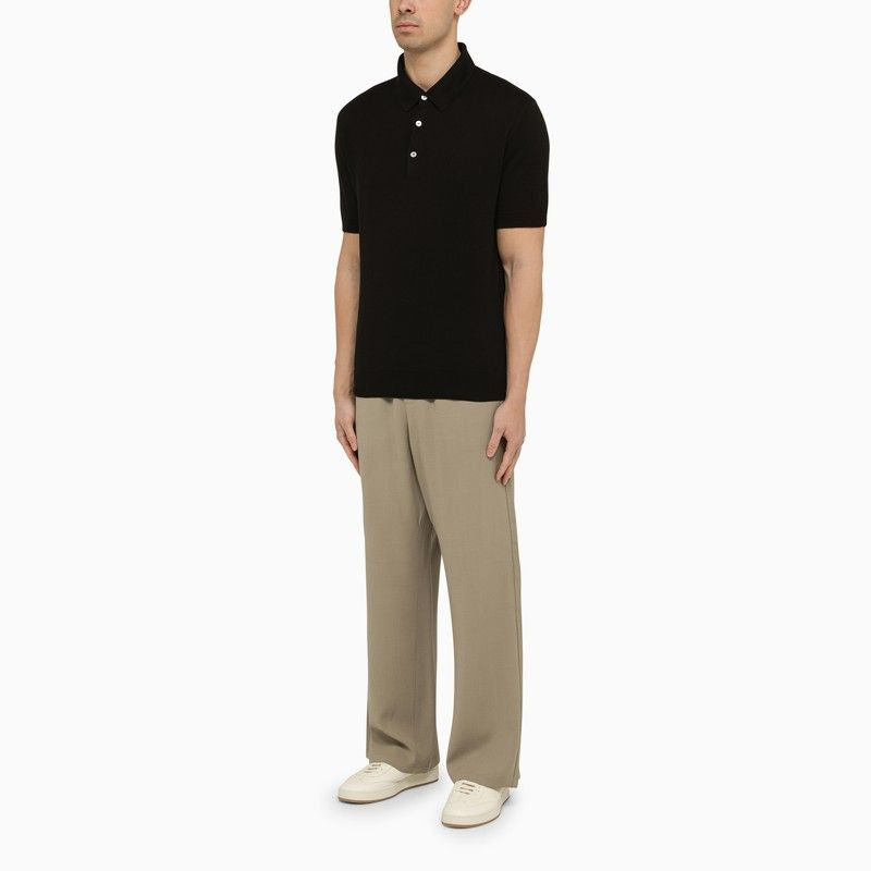 ZEGNA Men's Black Short-Sleeved Cotton Polo Shirt for SS24