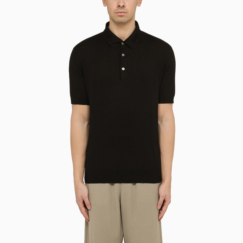 ZEGNA Men's Black Short-Sleeved Cotton Polo Shirt for SS24