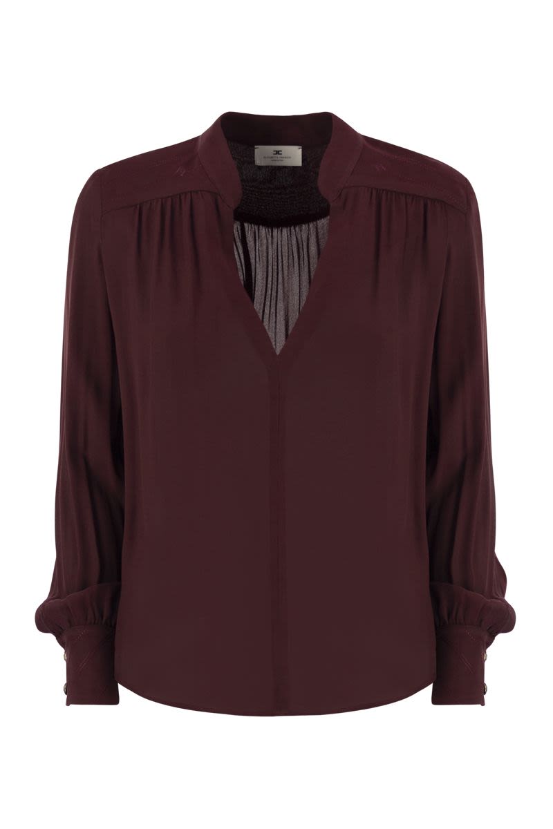 ELISABETTA FRANCHI Georgette Blouse with Striped Pattern