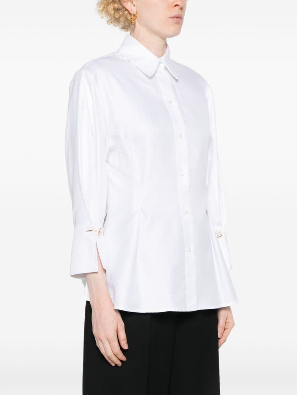 ELISABETTA FRANCHI Chevron Patterned Poplin Shirt for Women