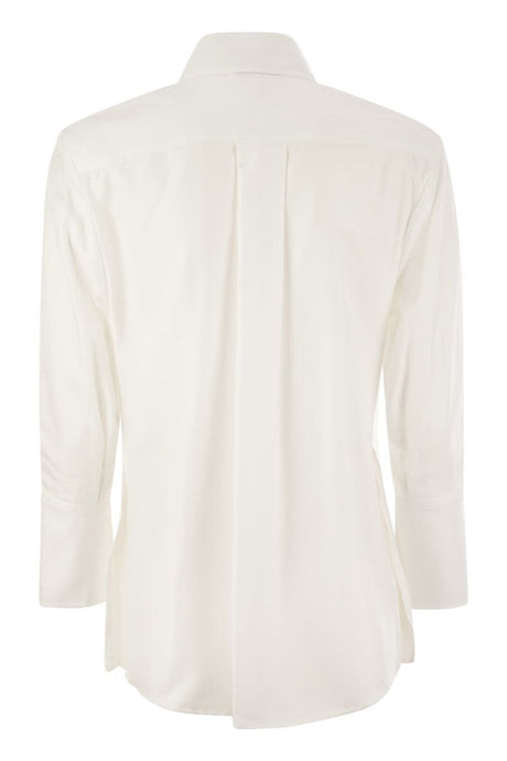 ELISABETTA FRANCHI Chevron Cotton Poplin Shirt with Darts - FW24