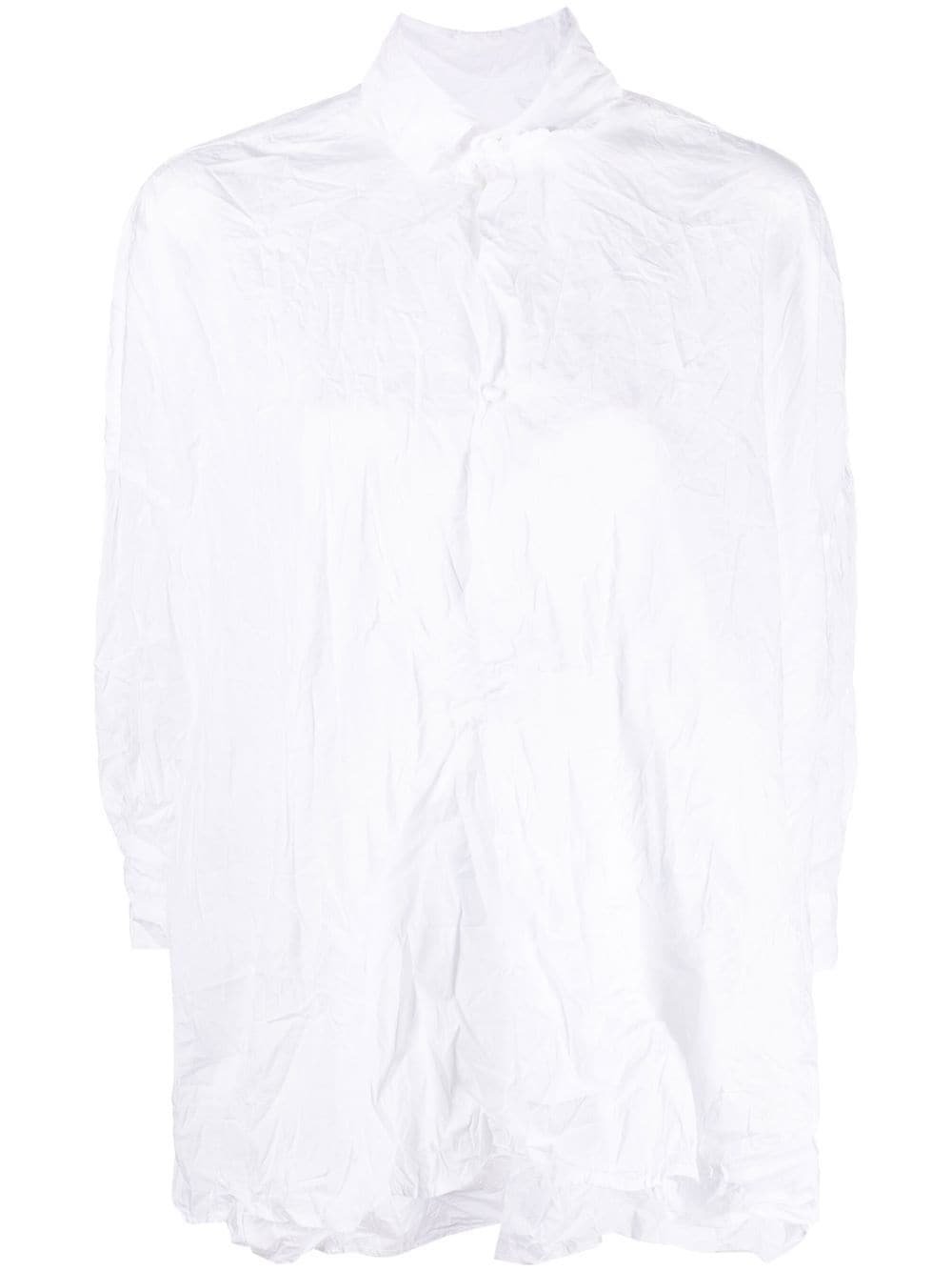 DANIELA GREGIS Double-Collar Crinkled Cotton Shirt for Women in White
