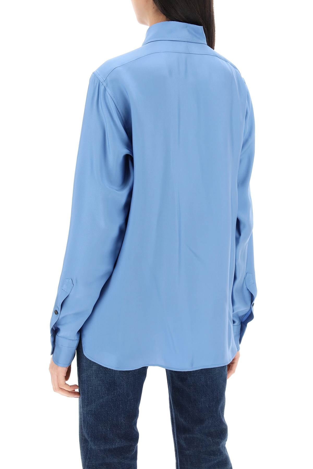 TOM FORD Light Blue Pleated Bib Shirt for Women - SS24 Collection