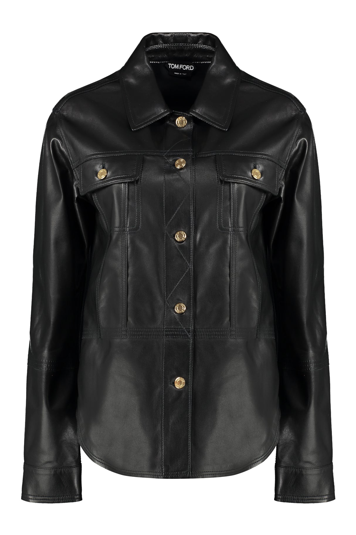 TOM FORD Black Leather Overshirt for Women - SS23 Collection