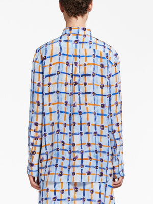 MARNI Unique Mix-Print Pointed Collar Silk Shirt