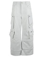 FERMAS CLUB Sleek and Functional White Leather Cargo Pants for Women