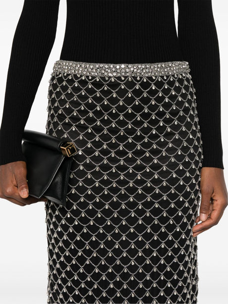 PINKO Crystal-Embellished Satin Pencil Skirt - Knee-Length