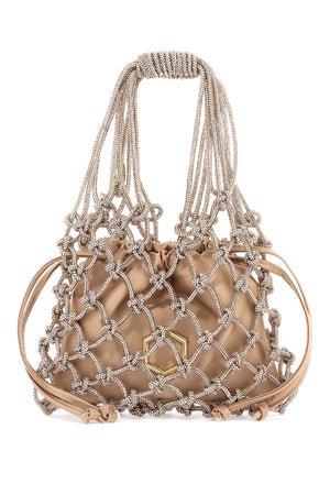 HIBOURAMA Chic Mini Handbag with Woven Mesh and Satin Pouch