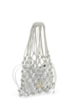 HIBOURAMA Chic Mini Handbag with Woven Mesh and Satin Pouch