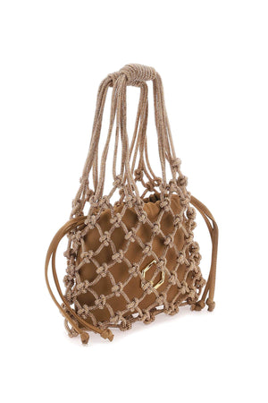 HIBOURAMA Chic Mini Handbag with Woven Mesh and Satin Pouch