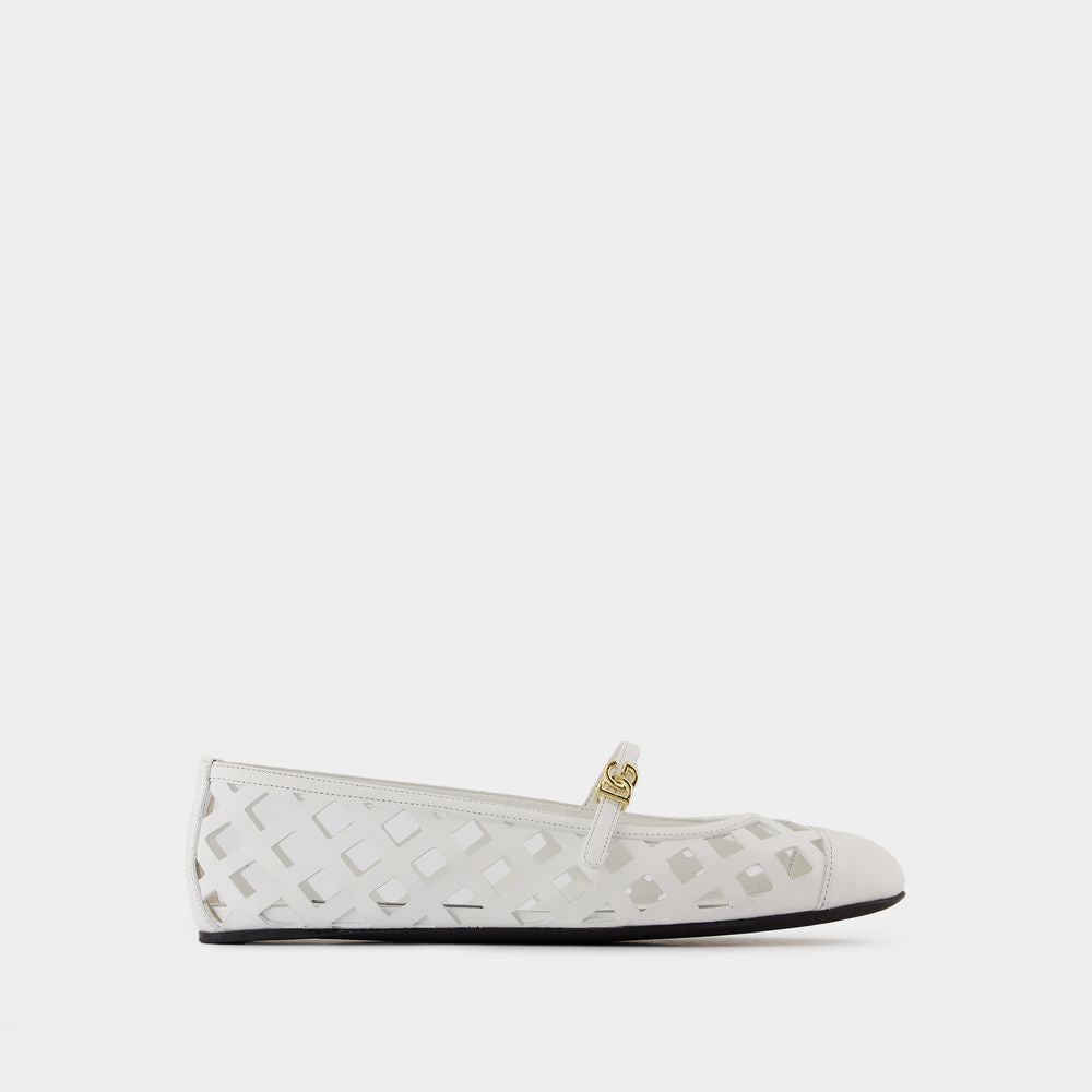 DOLCE & GABBANA Elegant Perforated Leather Ballet Flats