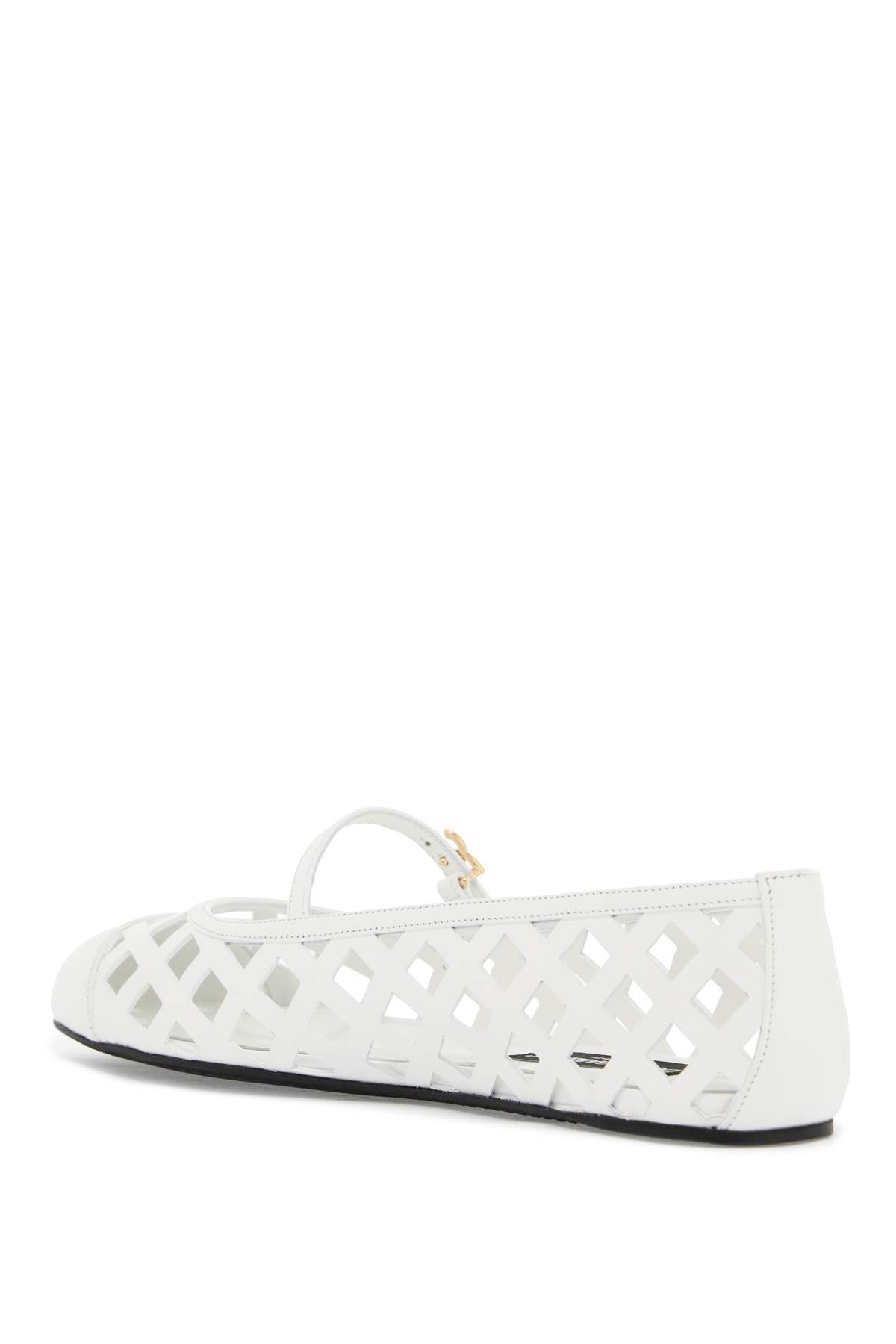 DOLCE & GABBANA Elegant Perforated Leather Ballet Flats