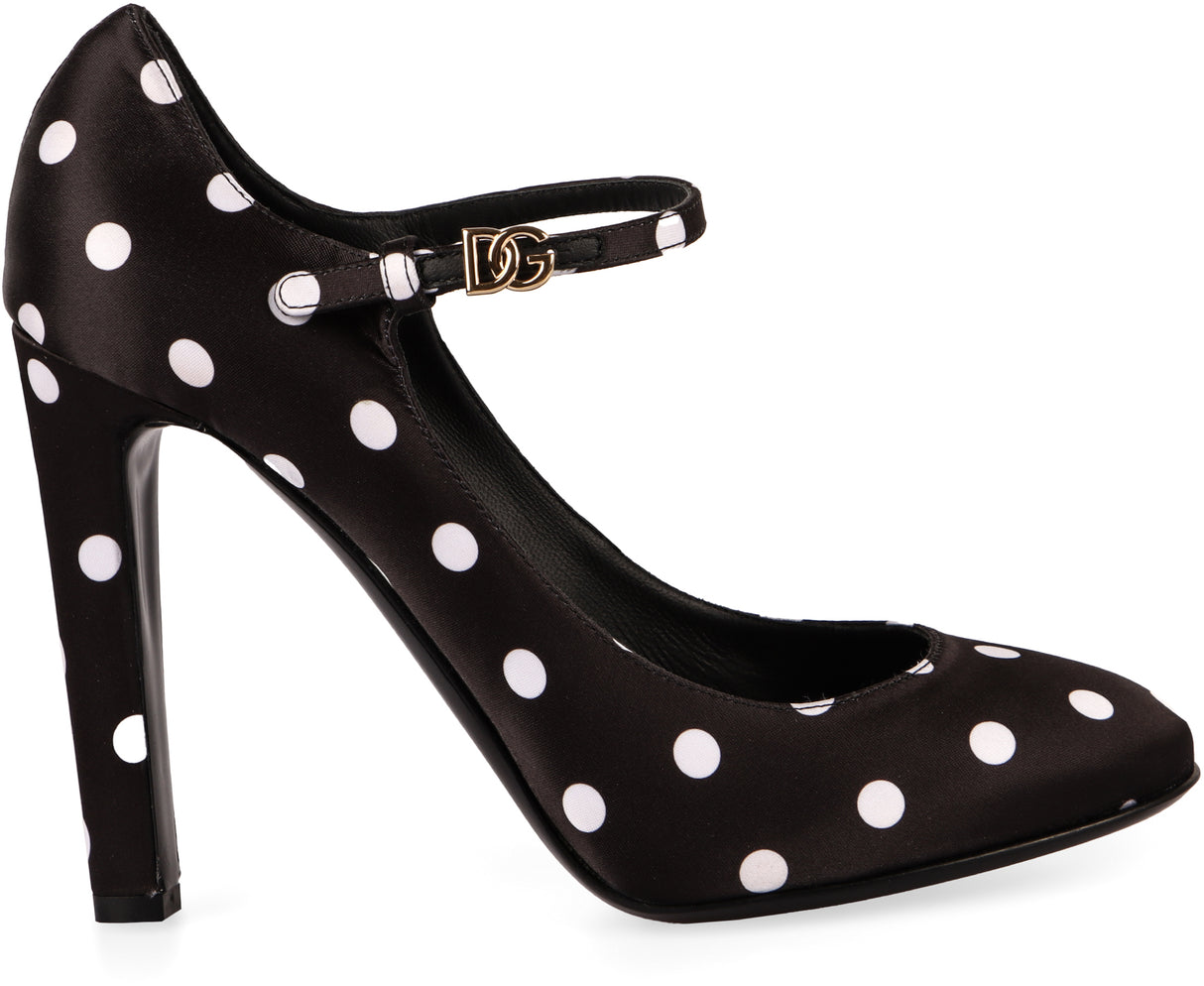 DOLCE & GABBANA Elegant Polka-Dot Satin Mary Jane Pumps