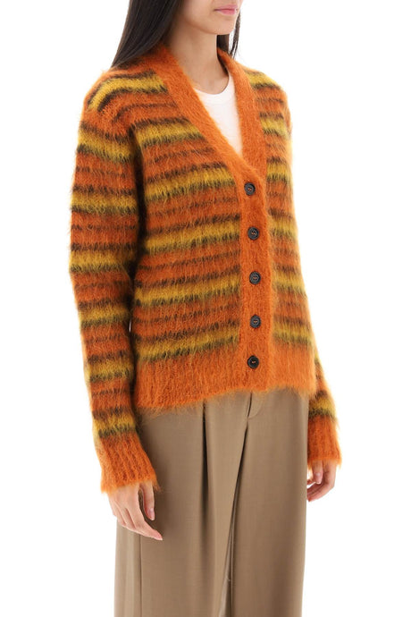 MARNI Striped Brushed Mohair Cardigan for Women