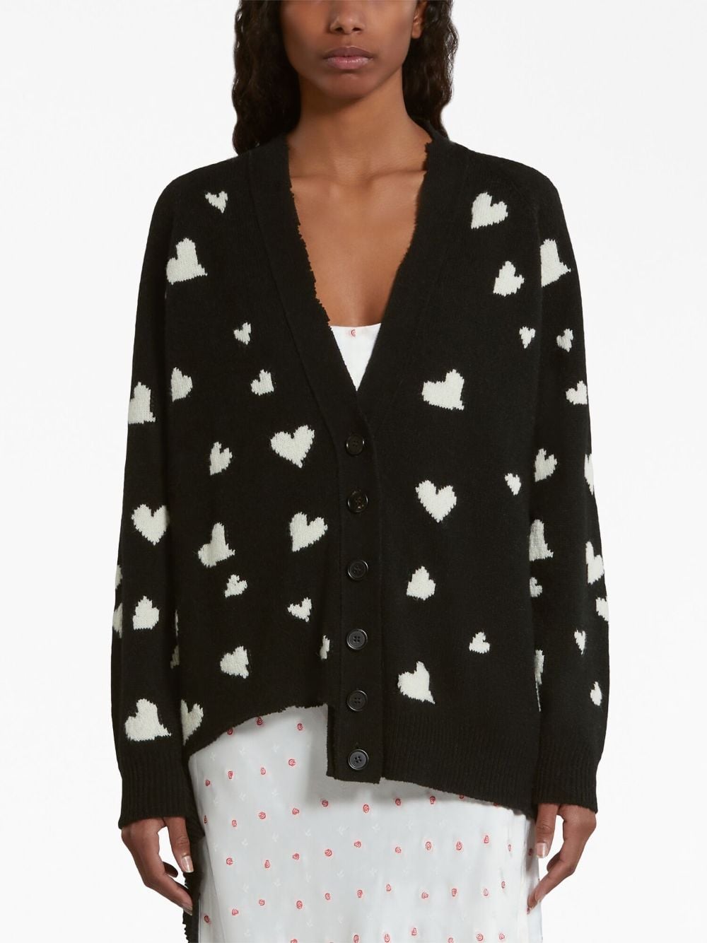 MARNI Black Heart Print Cardigan - FW23