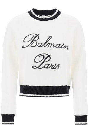 BALMAIN Embroidered Logo Pullover - White