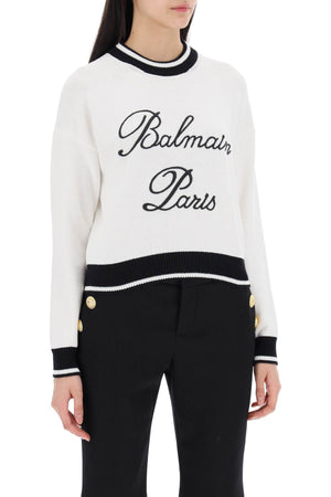 BALMAIN Embroidered Logo Pullover - White