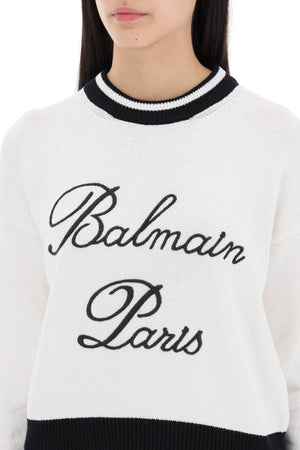 BALMAIN Embroidered Logo Pullover - White