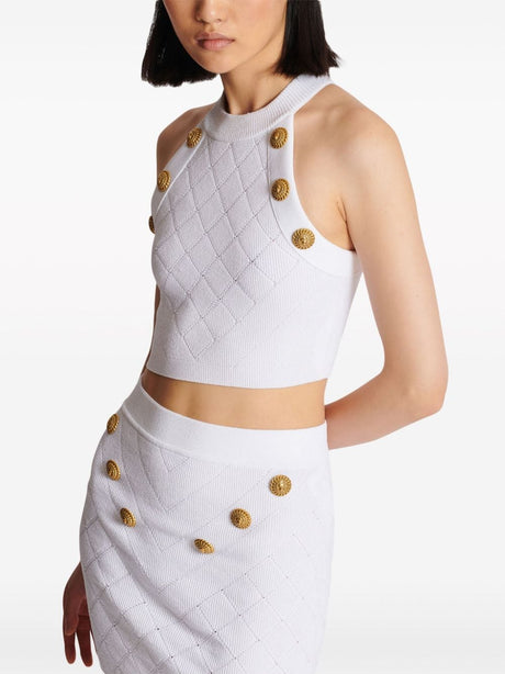BALMAIN Trendy White Tunic Top for Women - 2024 Collection