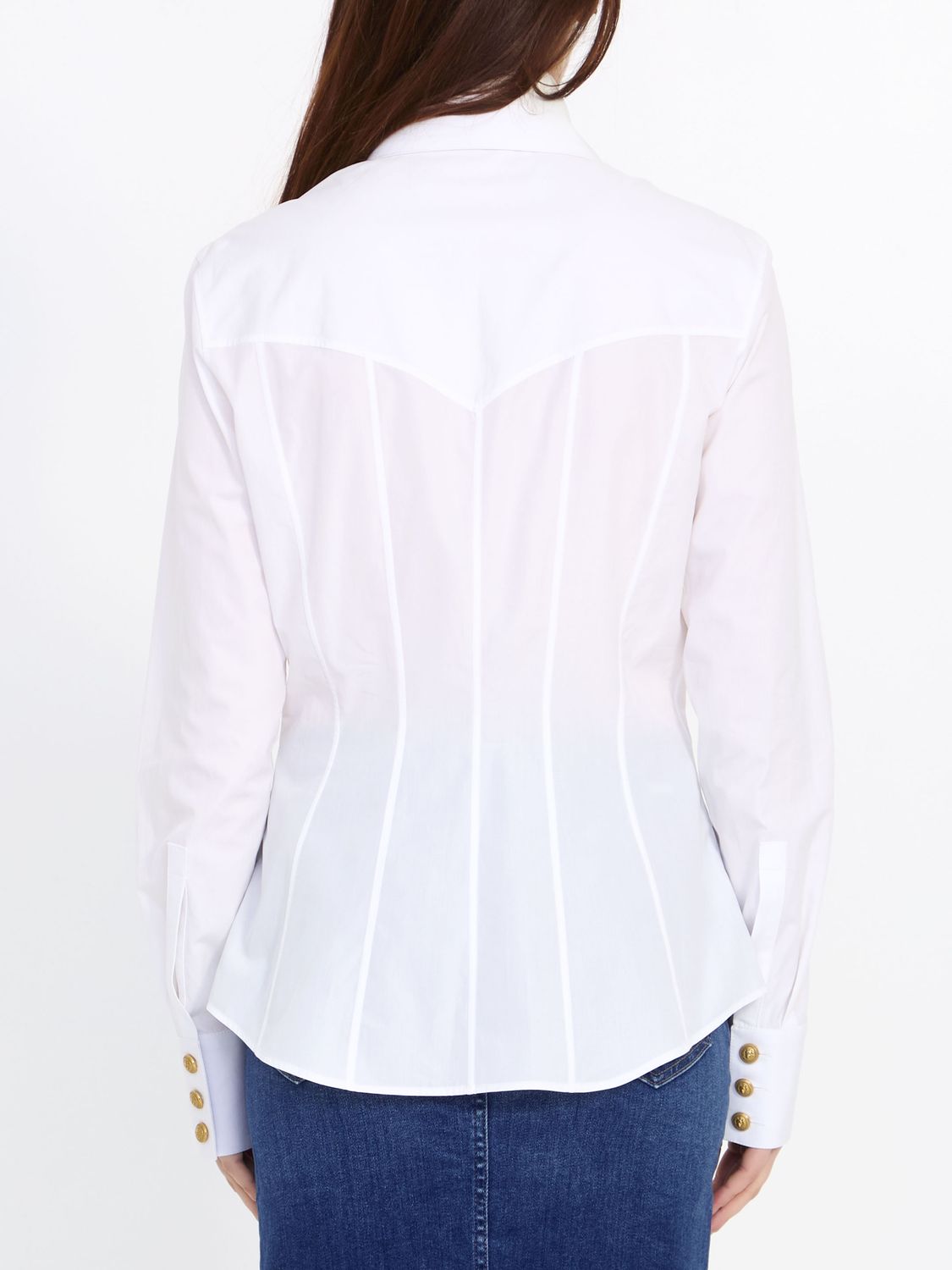 BALMAIN Western Style Poplin Shirt in White - Women's