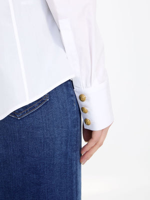 BALMAIN Western Style Poplin Shirt in White - Women's