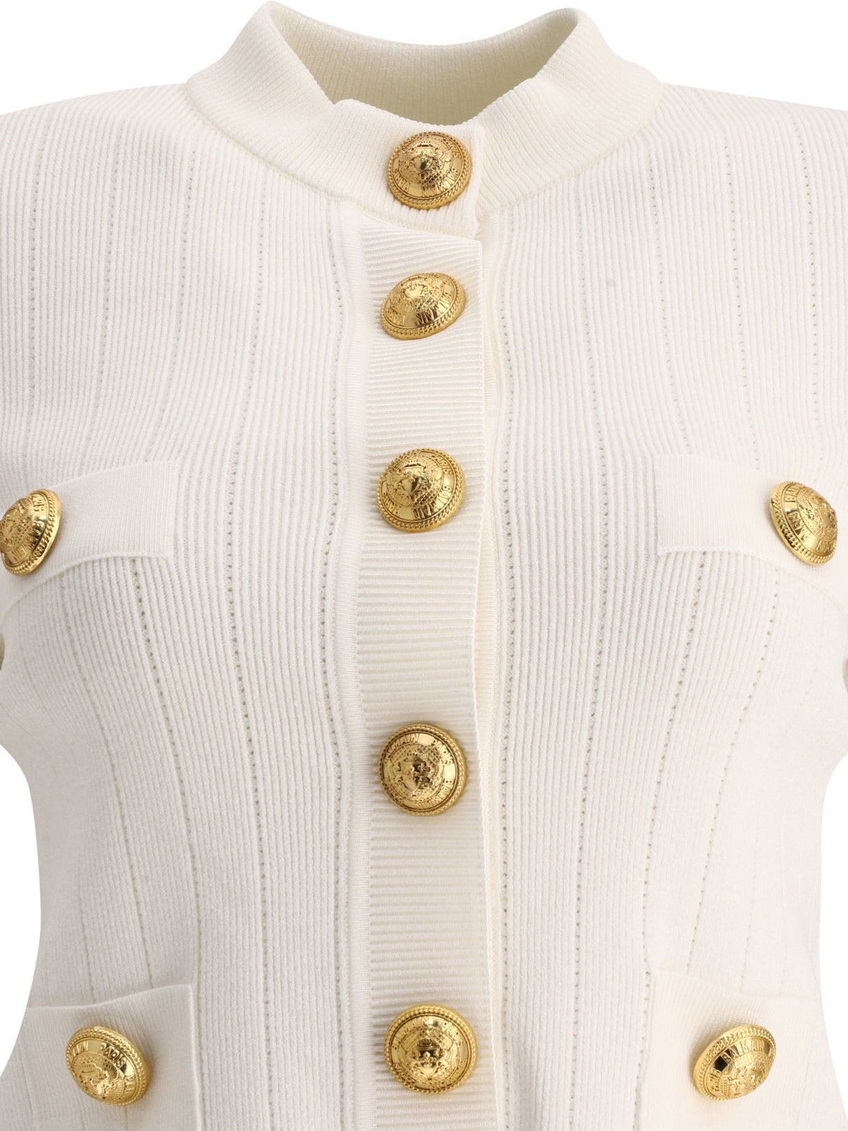 Áo len 6 nút sang trọng - Màu trắng cho nữ (SS24)