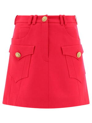 BALMAIN Fuchsia Cut-Out A-Line Skirt for Women - SS24 Collection