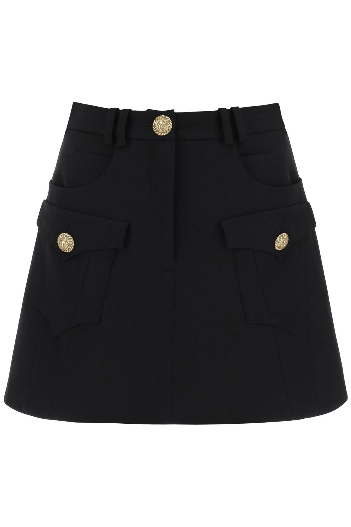 BALMAIN Black Wool Mini Skirt for Women