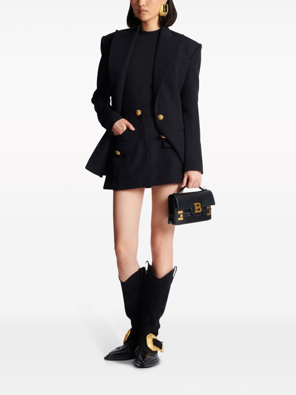 BALMAIN 24SS Women's Black Mini Skirt