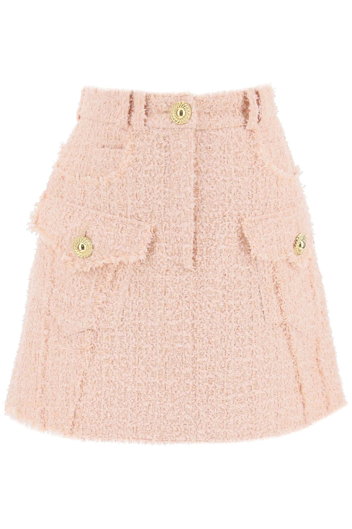 BALMAIN Elegant Pink Tweed Mini Skirt for Women - SS24