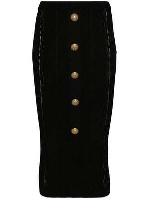 BALMAIN Chic Black Knit Pencil Skirt for Women