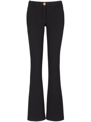 BALMAIN Chic & Timeless Black Flared Trousers in Luxurious Virgin Wool Crepe Texture