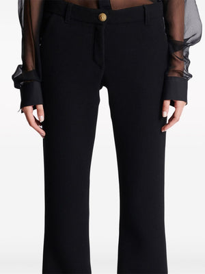 Chic & Timeless Flared Trousers in Luxurious Virgin Wool Crepe Texture