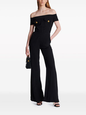 BALMAIN Slim Fit Jumpsuit with Jewelled Buttons