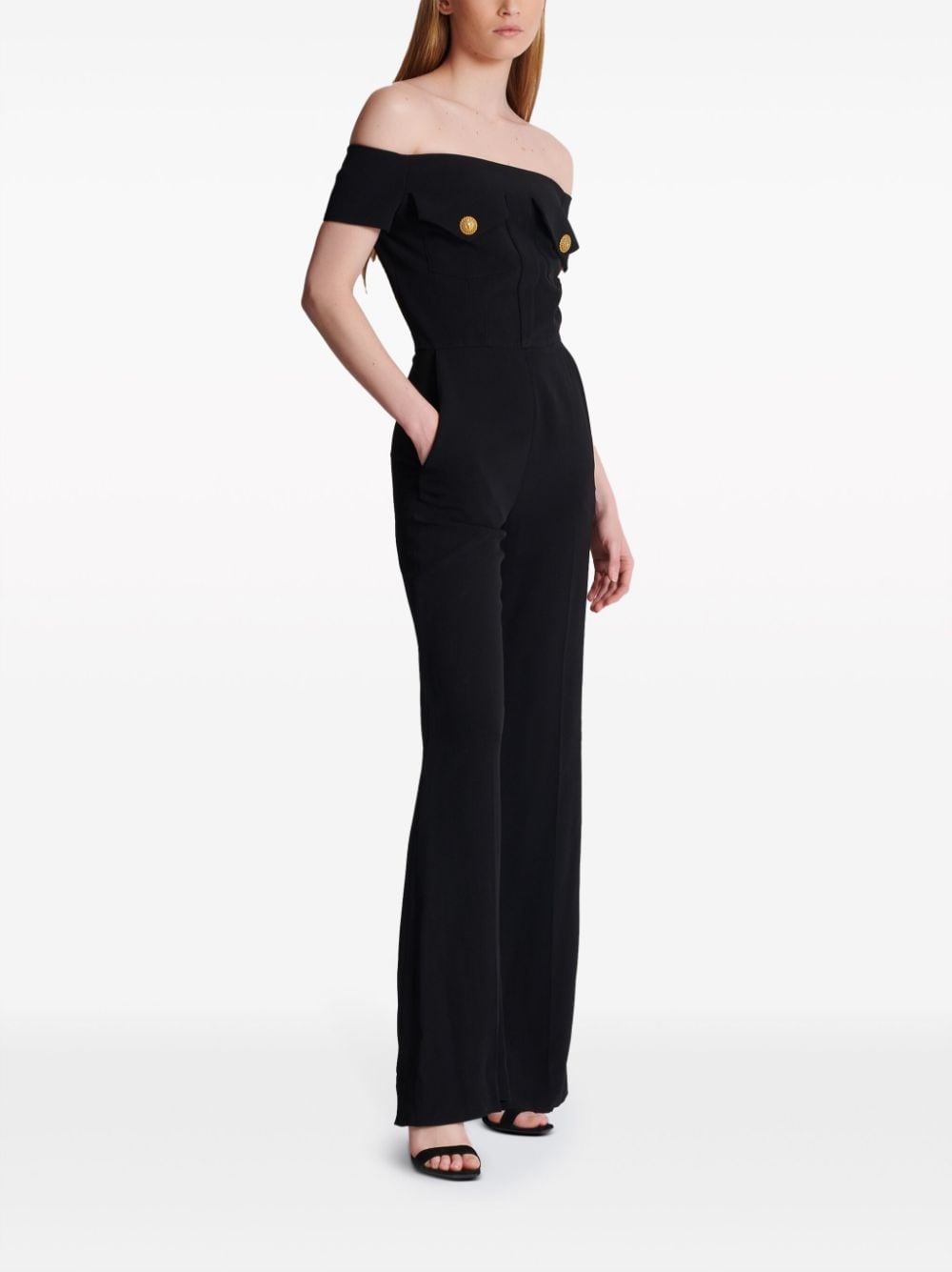 BALMAIN Slim Fit Jumpsuit with Jewelled Buttons