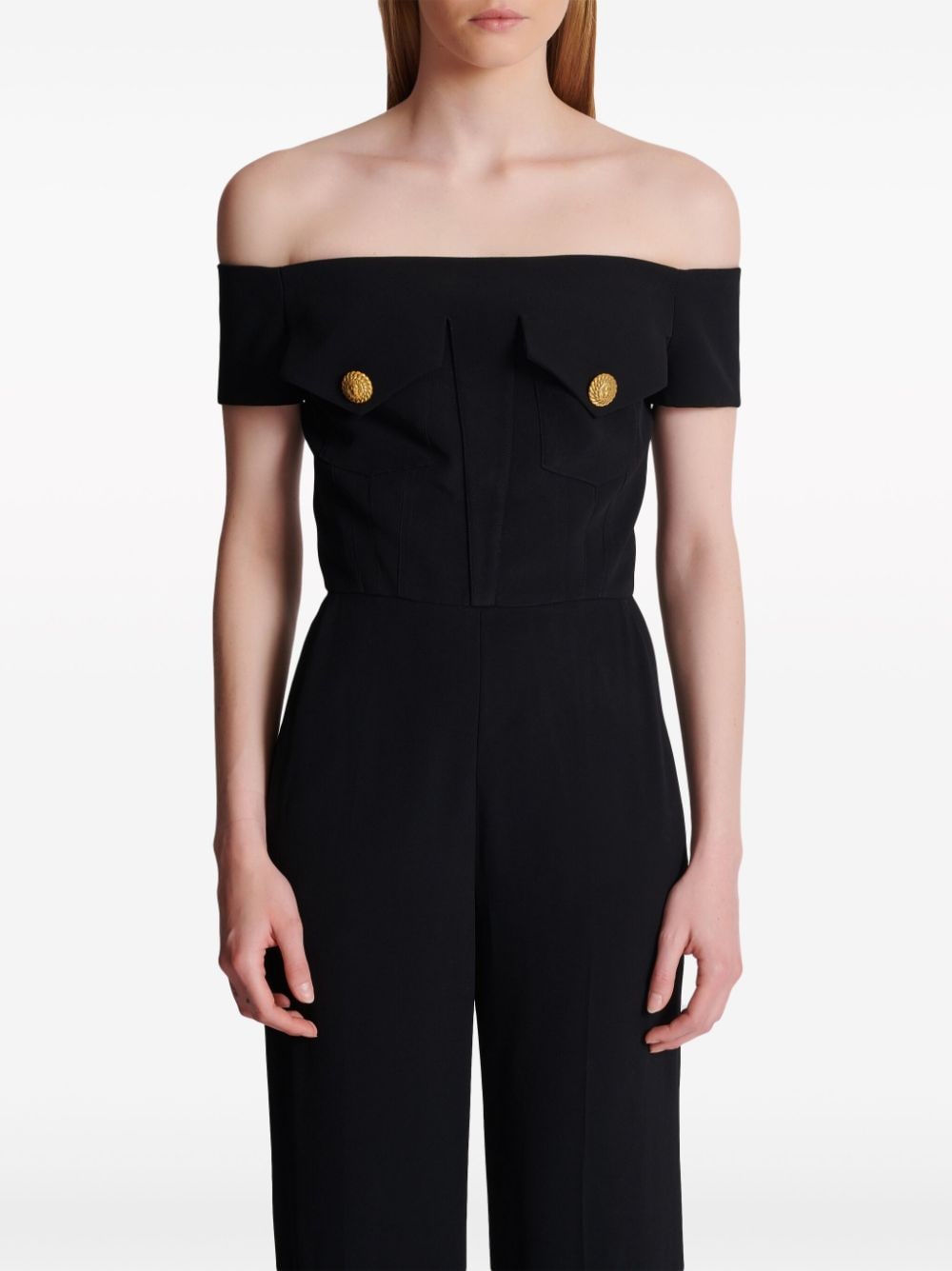 BALMAIN Slim Fit Jumpsuit with Jewelled Buttons