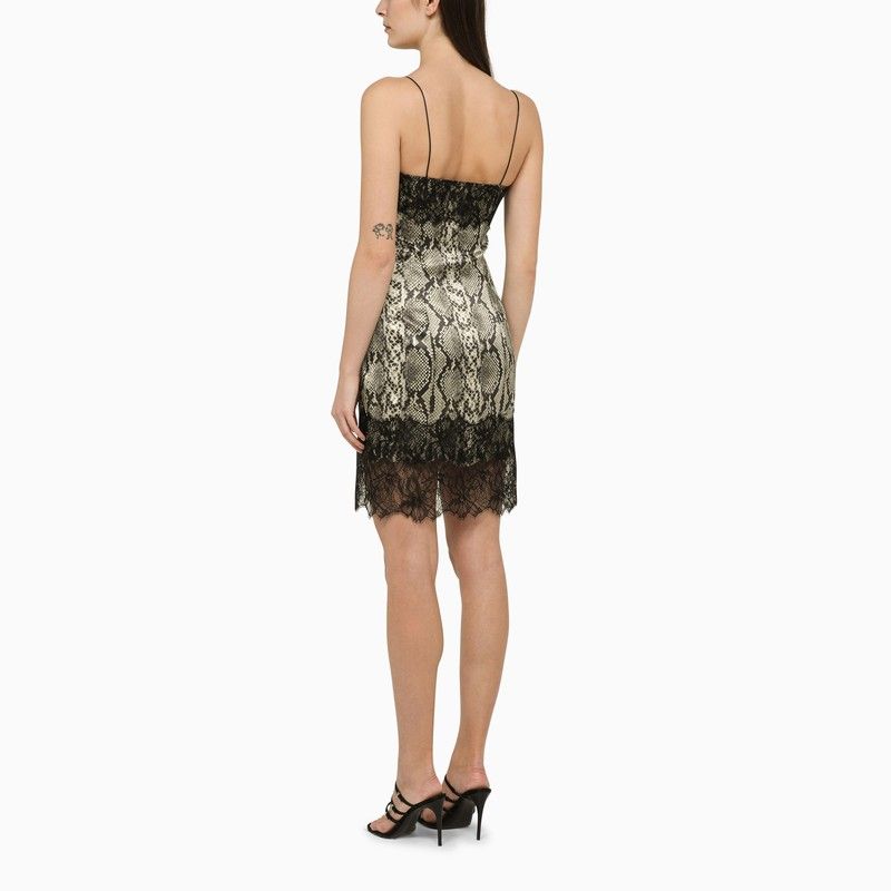 BALMAIN Python Motif Silk Dress with Contrasting Lace for Women - SS24 Collection