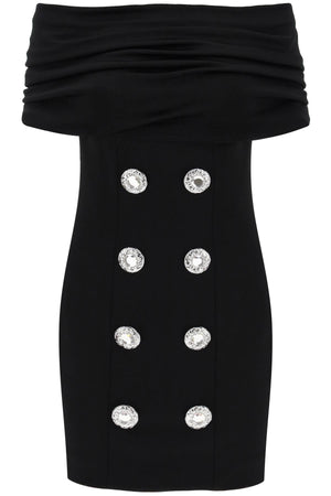 BALMAIN Elegant Mini Dress with Boat Neckline - Perfect for the SS24 Season