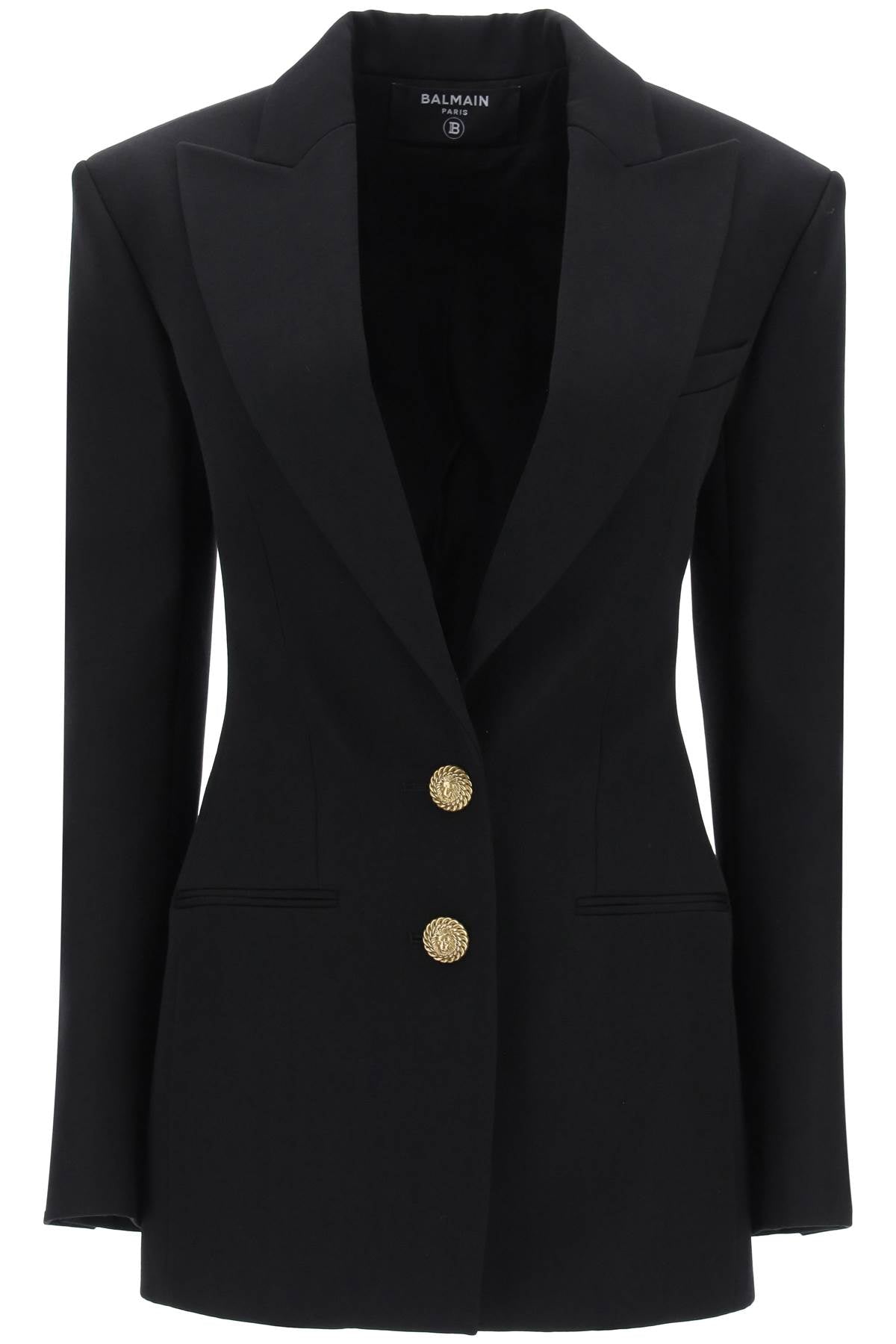 Áo khoác đơn phối màu đen da lông với nút xoàn cho nữ