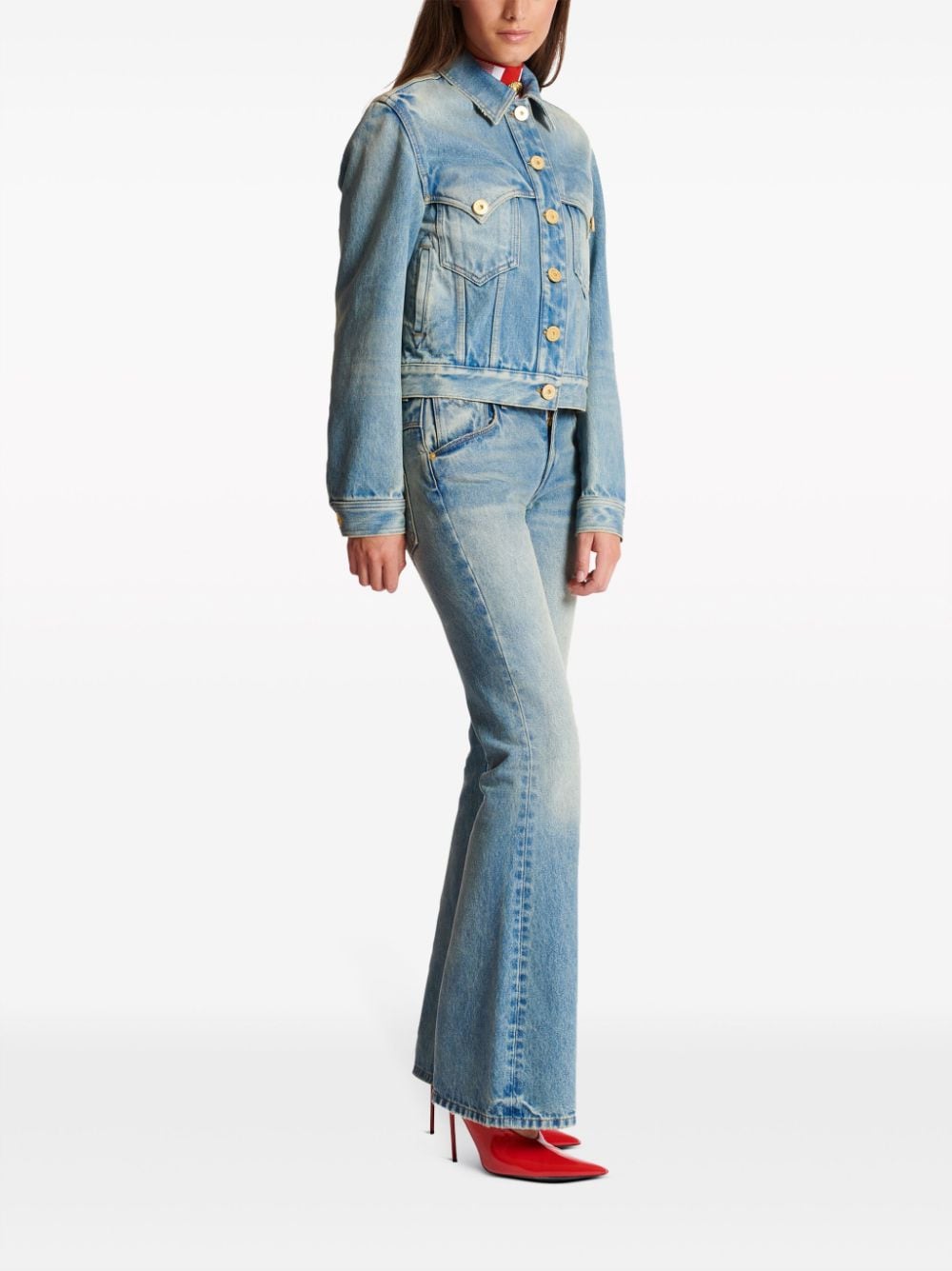 BALMAIN Vintage-Inspired Western Denim Jacket - Size 36