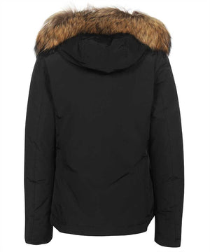 WOOLRICH Black Fur Hood Short Parka Jacket for Women - FW22