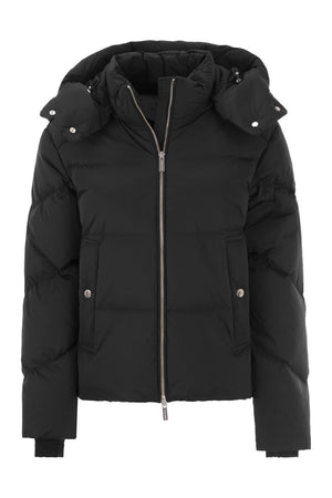 WOOLRICH Black Women's Hooded Down Jacket for Unpredictable Winter Weather