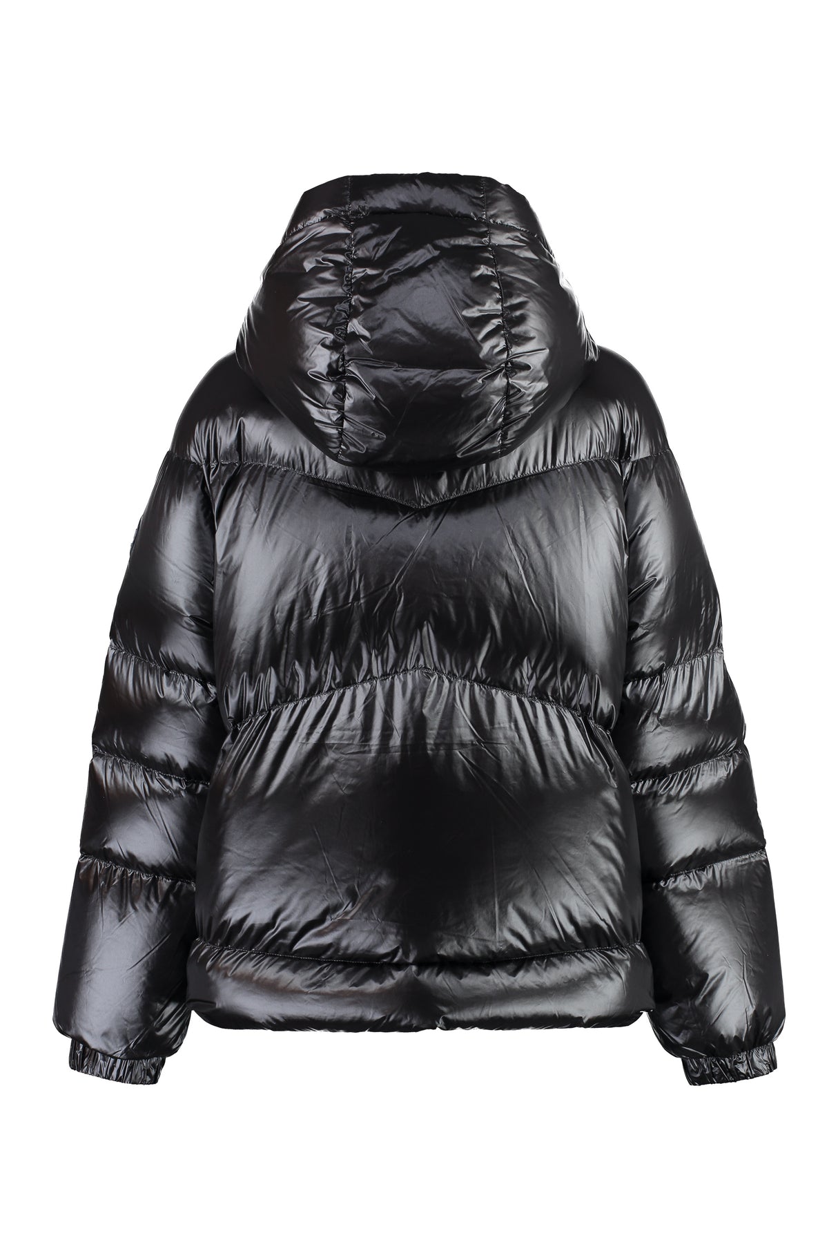 WOOLRICH Black Down Jacket with Logo Patch - FW23