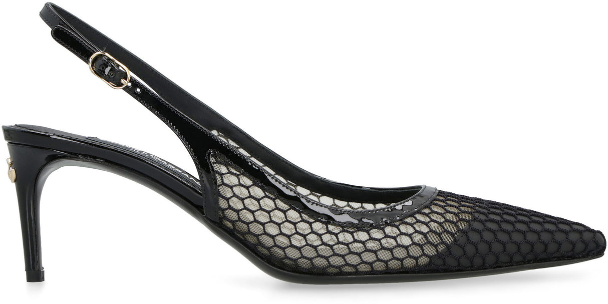 DOLCE & GABBANA Chic Black Mesh Slingback Pumps