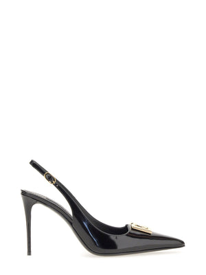 DOLCE & GABBANA Elevated Sling Back Pumps with Signature Logo - 9 CM Heel